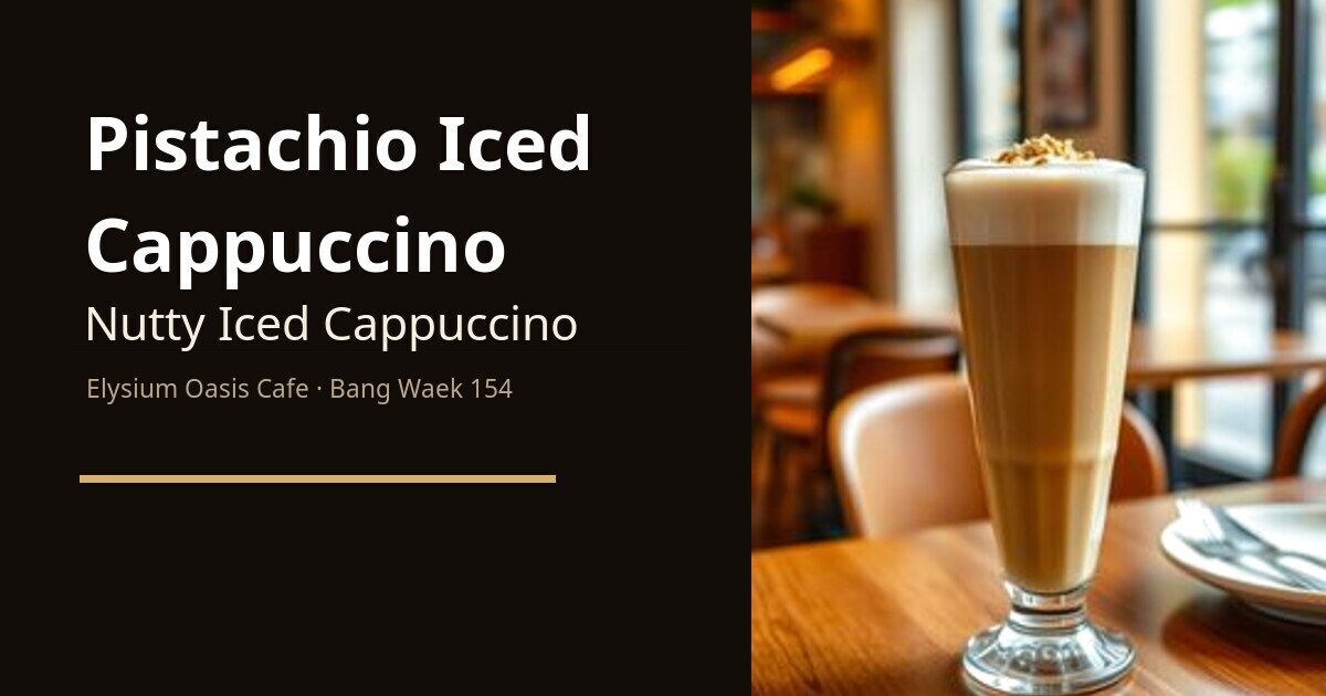 pistachio iced cappuccino split article cover at Elysium Oasis Cafe